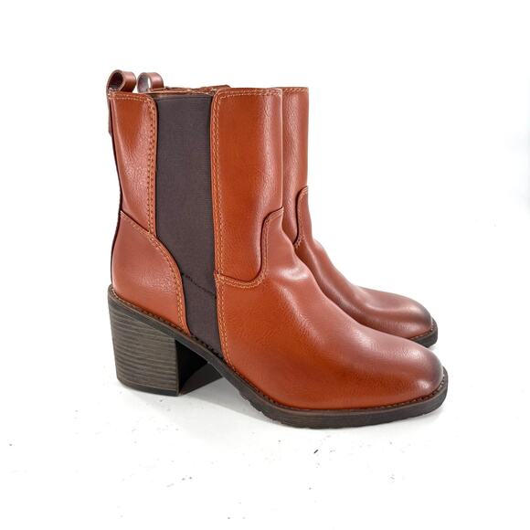 Zodiac Claret Chelsea Boots 8.5 Brown NWOT Ankle Booties Vegan Leather Heel - Picture 3 of 7